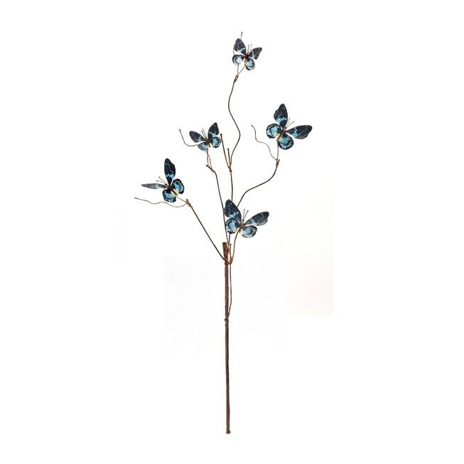Blue and Black Wire Butterfly Spray (Set of 6), BLUE/BROWN, alternate image number 2