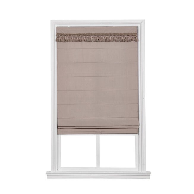 Cordless Tassel Trim Valance Flat Roman Shade, KHAKI, hi-res image number null