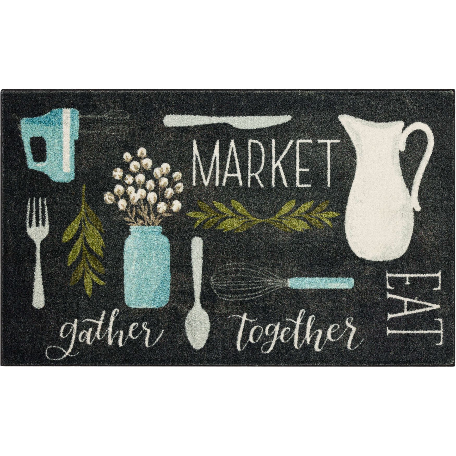 Farmhouse Kitchen Kitchen Rug, BLACK, hi-res image number 0