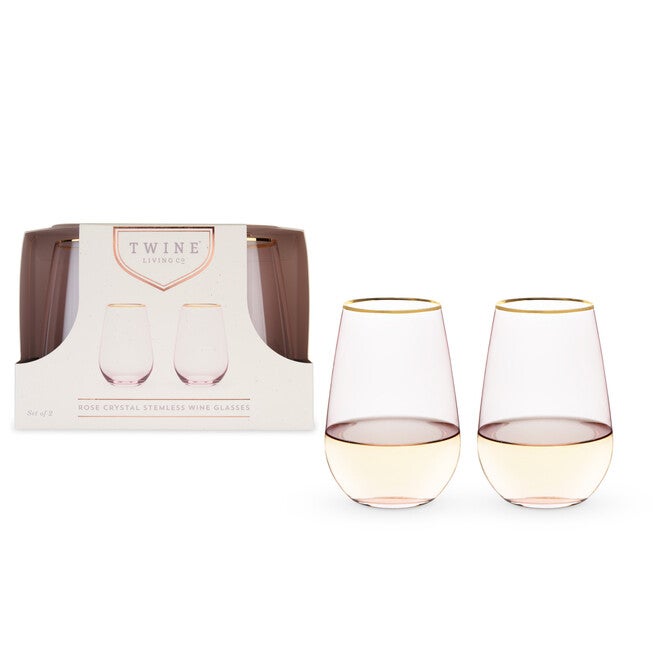Rose Crystal Stemless Wine Glass Set, , alternate image number 5