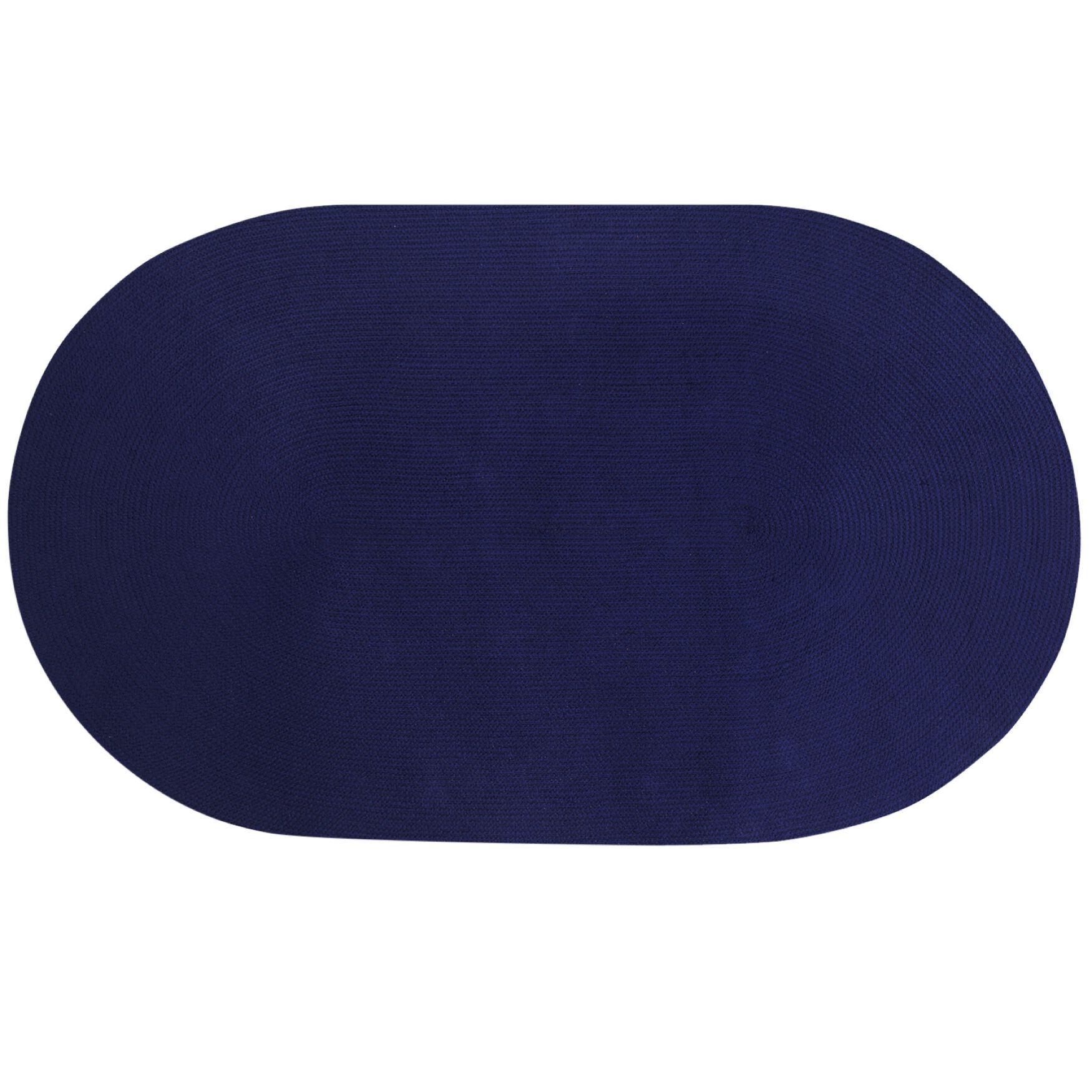 Alpine Braid Collection Reversible Indoor Area Rug, 88 inches&quot; x 112&#39; Oval , NAVY SOLID, hi-res image number 0
