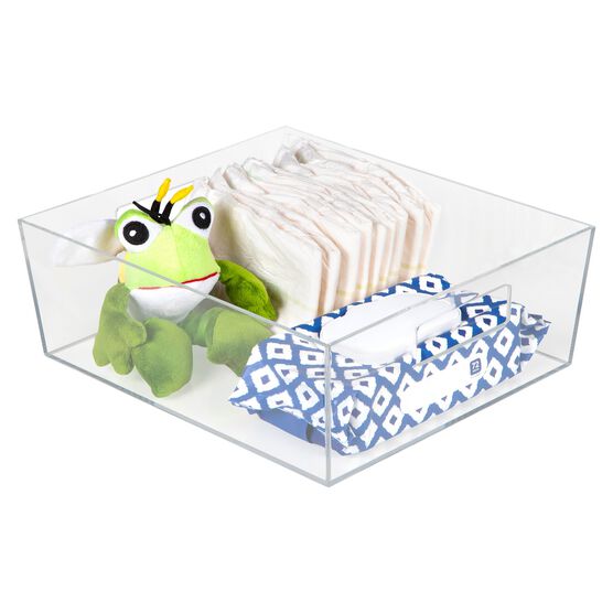 Clearly Chic Shallow Clear Storage Bins-Pantry, Kitchen Plastic Containers For Organizing Fridge, Drawers, Set Of 2, , on-hover image number null