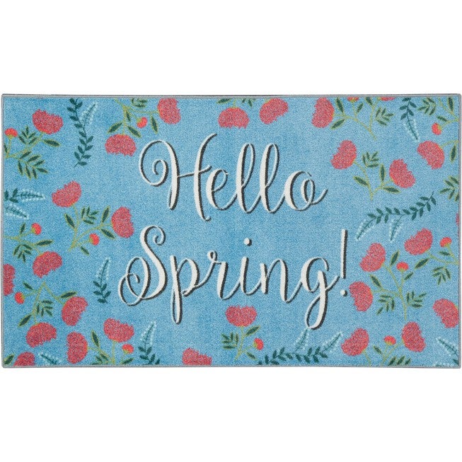 Hello Spring Blue Kitchen Rug, BLUE, hi-res image number null