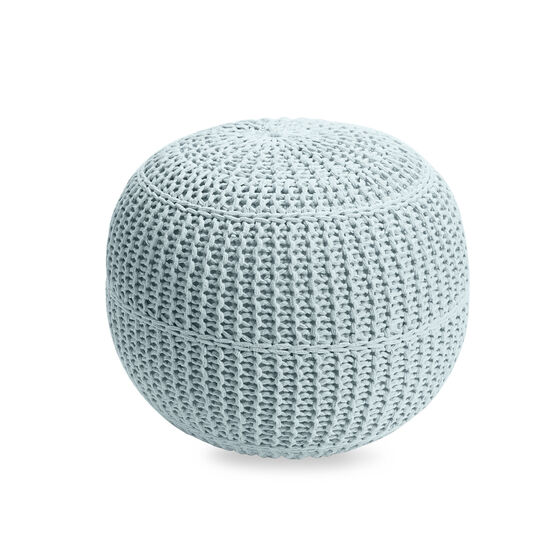 BH Studio® Hand-Knitted Ottoman Pouf, AQUA, hi-res image number null