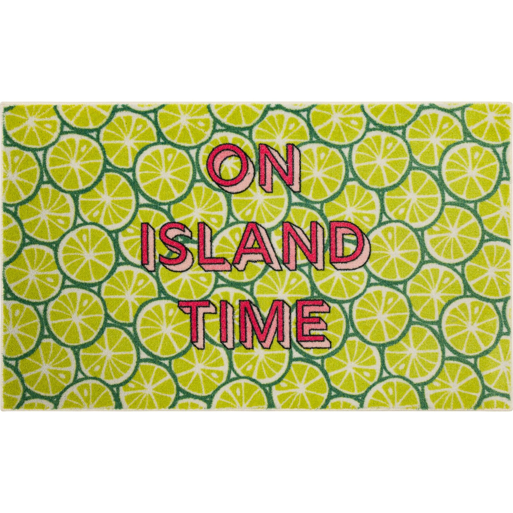 On Island Time Lime Green Kitchen Rug, LIME GREEN, hi-res image number 0