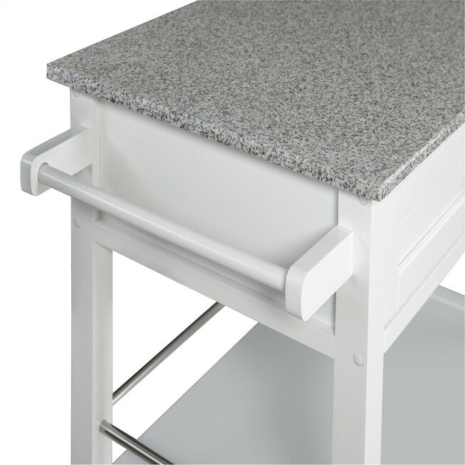 Cameron White Kitchen Cart With Granite Top, , alternate image number null