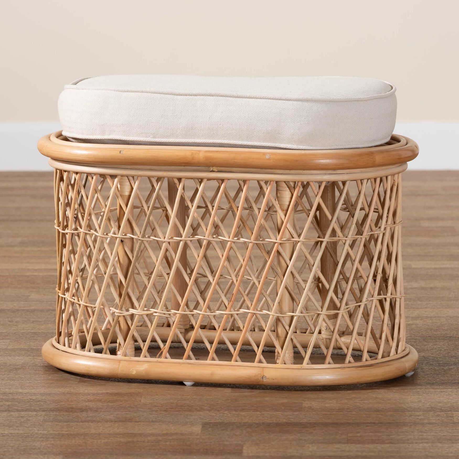 Ladonna Bohemian Natural Rattan Ottoman Footstool, , alternate image number 6