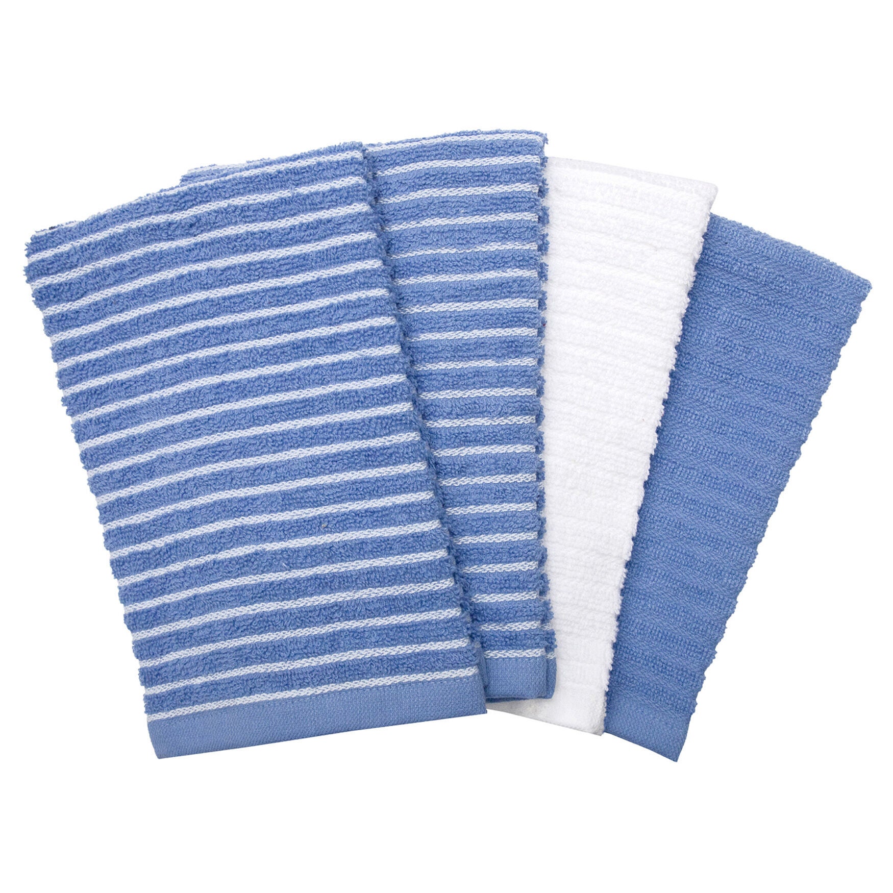 Horizontal Stripe Bar Mop Towels, Set Of 4 Kitchen Towel, LIGHT BLUE, hi-res image number 0