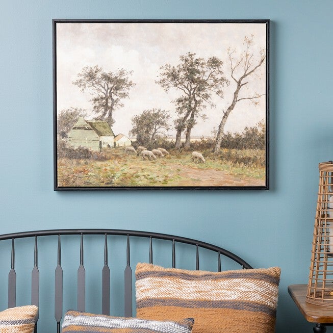 Sheep Farm Print 28 inchesL x 22 inchesH Canvas/Plastic, WHITE/GREEN/BROWN, alternate image number null