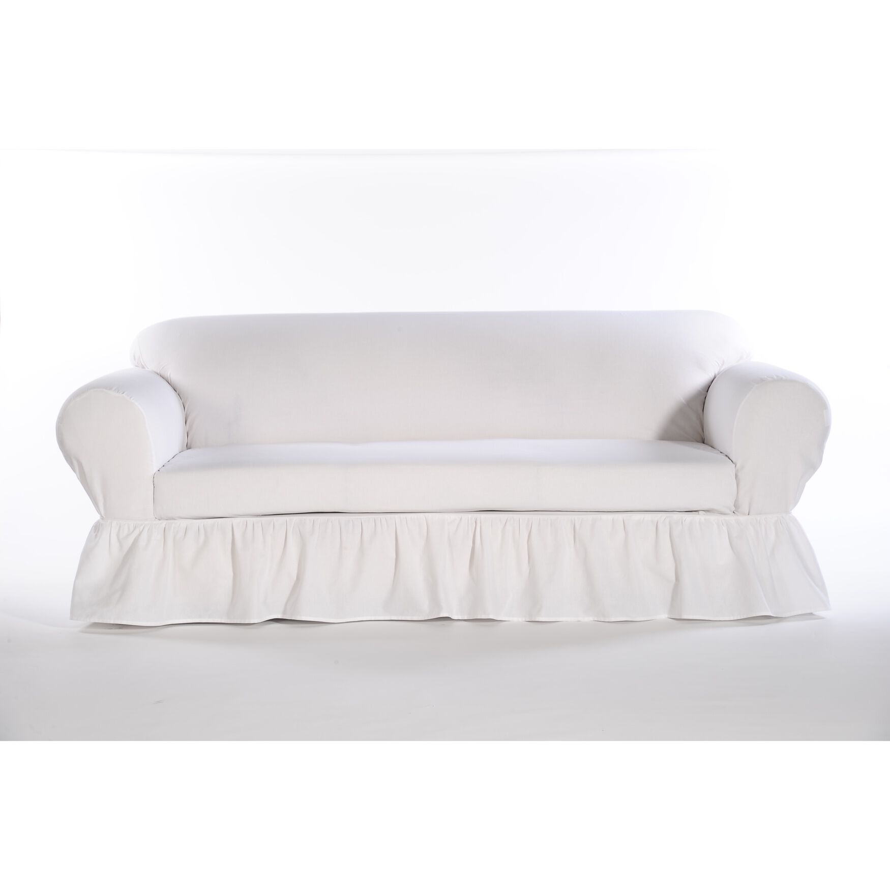 Ruffled 2-Pc. Slipcover, WHITE, hi-res image number 0