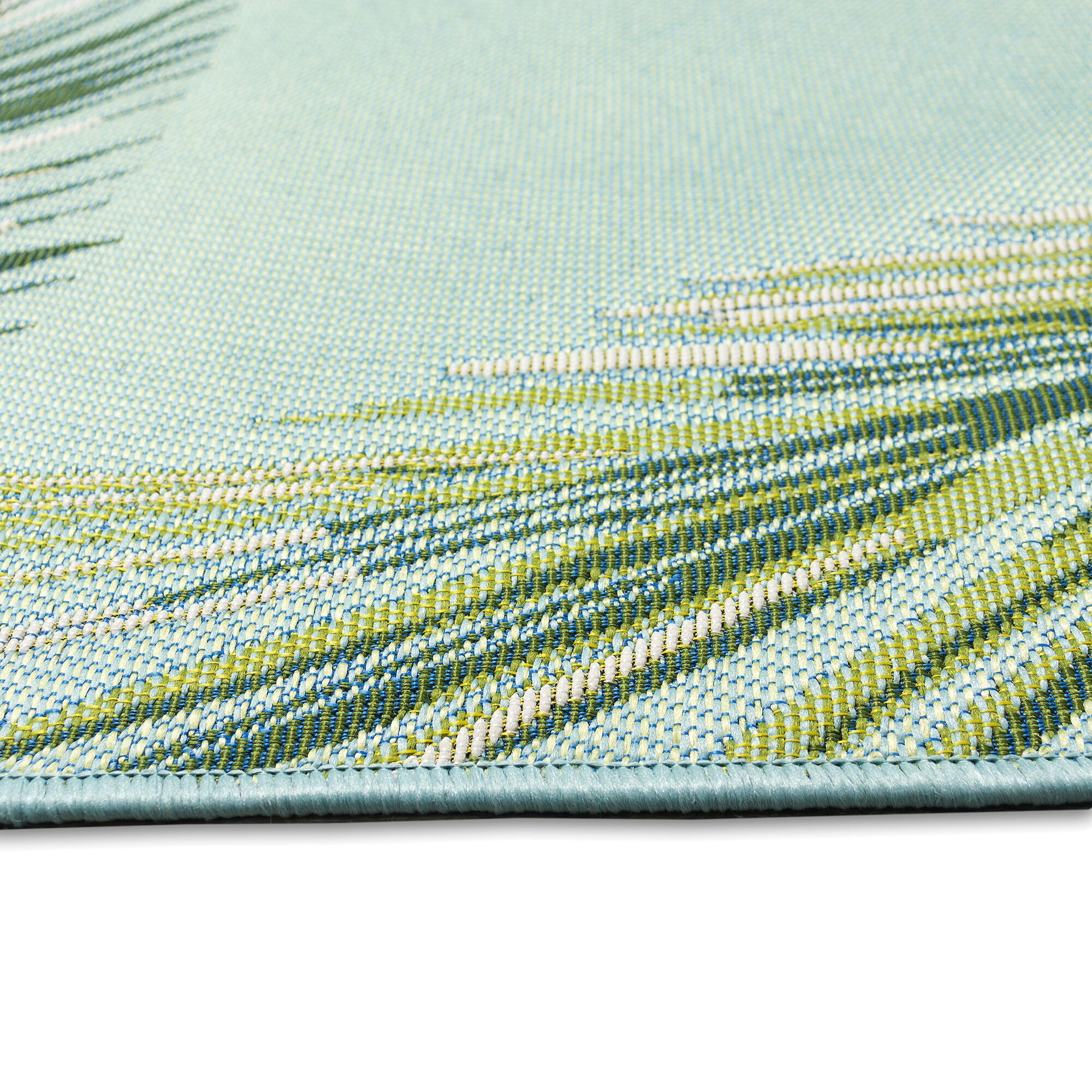 Liora Manne Marina Palm Border Indoor/Outdoor Area Rug Aqua 7 feet 10 inches x 9 feet 10 inches, AQUA, alternate image number 4