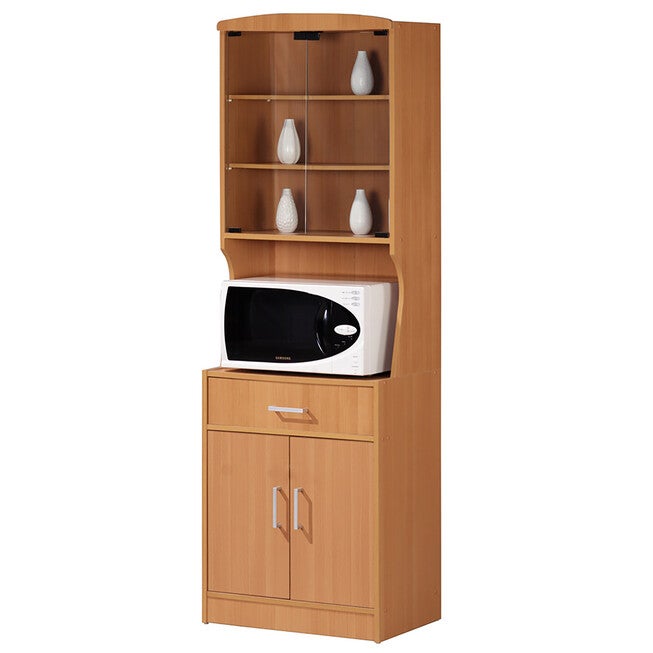 Home Basics Large Wood Microwave Cabinet, NATURAL, hi-res image number null