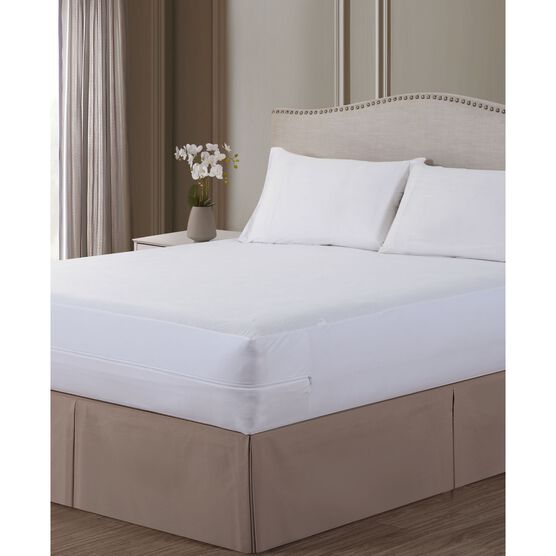 All-In-One Bed Zippered Mattress Cover with Bug Blocker, WHITE, hi-res image number null