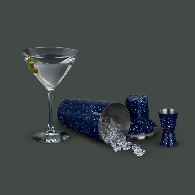 Enamel Cocktail Shaker And Jigger Set, , alternate image number null