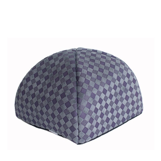 Purple Gray Checkered Cat Dog Bed, , alternate image number null