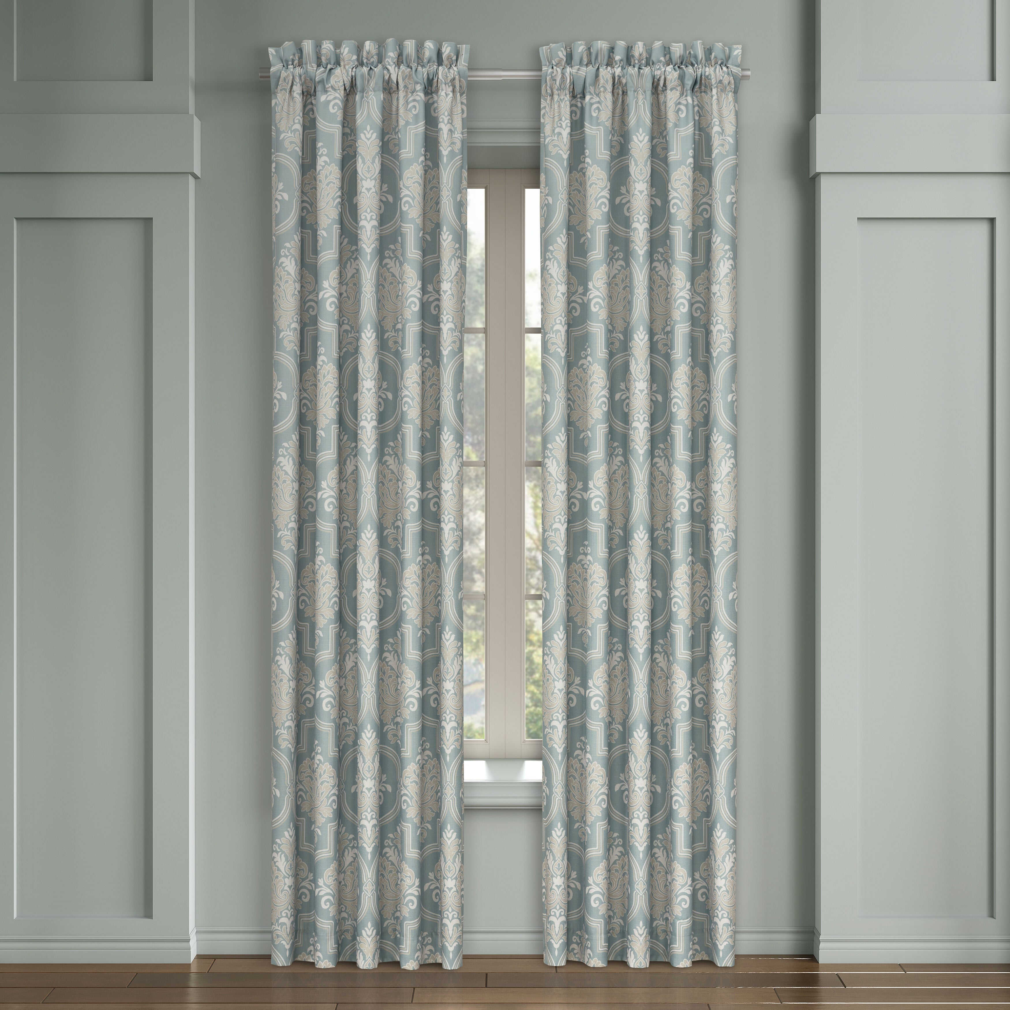 TRANQUILITY 84 inches WINDOW PANEL PAIR, AQUA, hi-res image number 0
