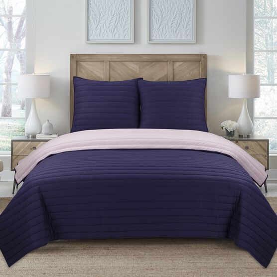 Jersey Knit Blue Stripe Comforter Set, , on-hover image number null