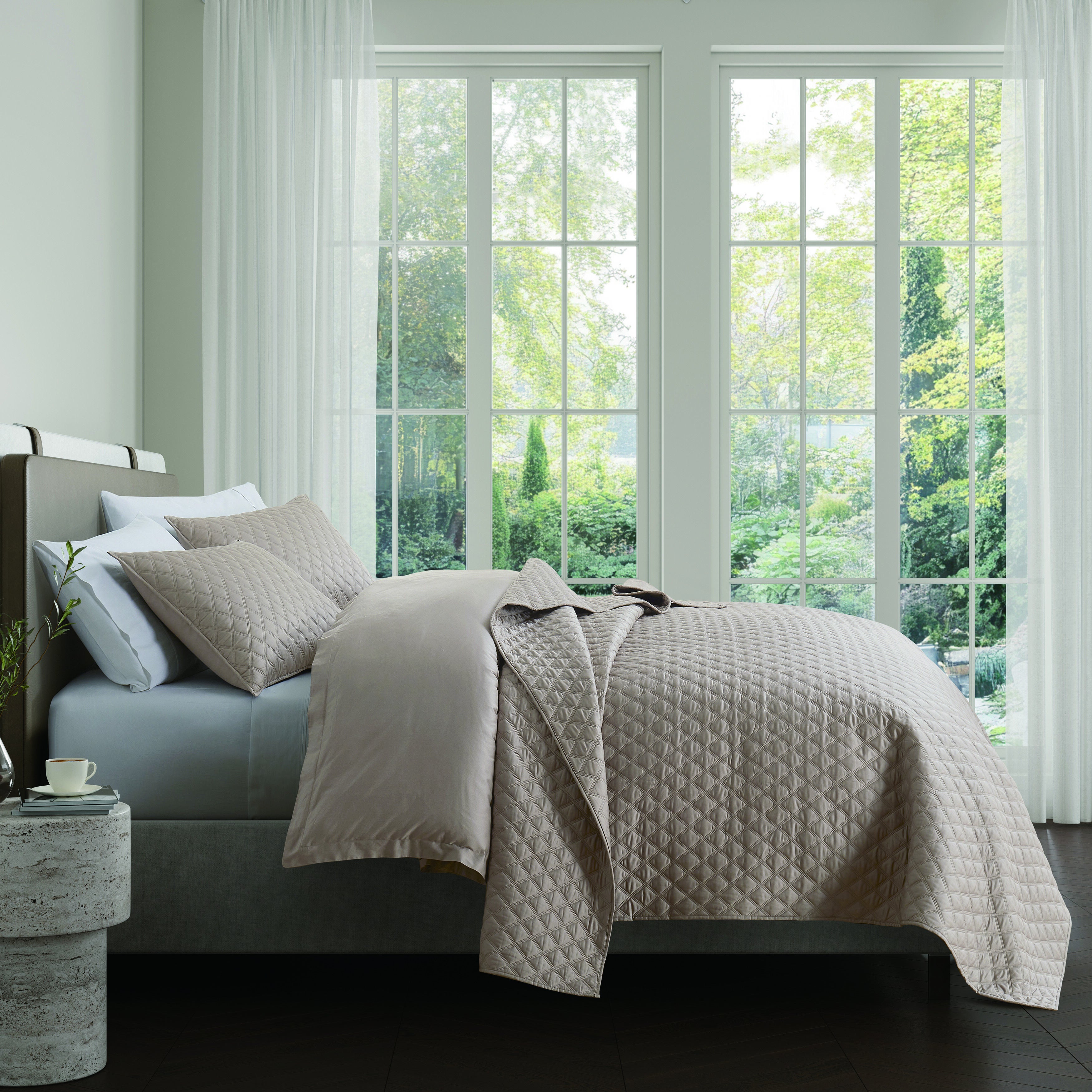 PREMIER SATEEN FULL/QUEEN 3PC. QUILT SET, ALMOND, alternate image number 1