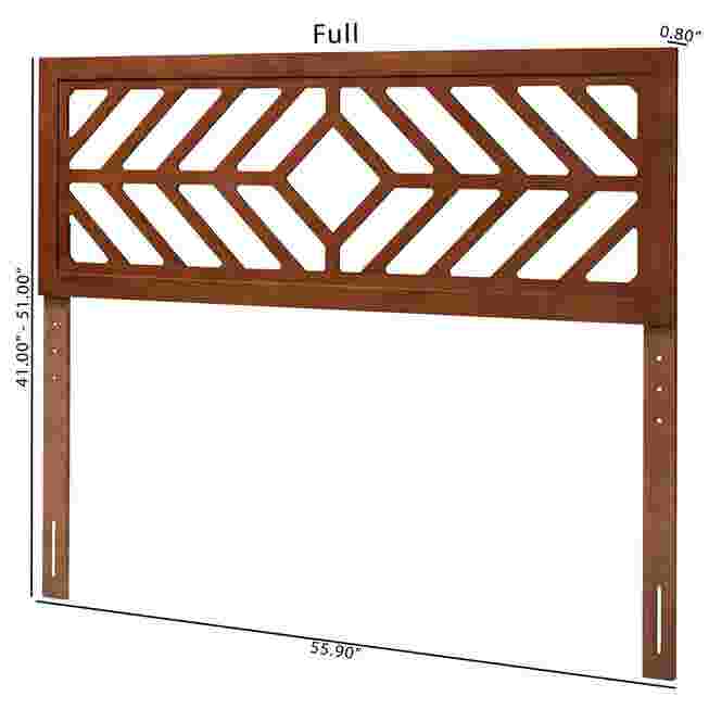 Technical drawing showing dimensions of headboard