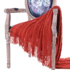 Battilo Home Throw Blanket Textured Solid Soft Sofa Couch Decorative Knit Blanket, 50" x 60", ORANGE RED, hi-res image number null