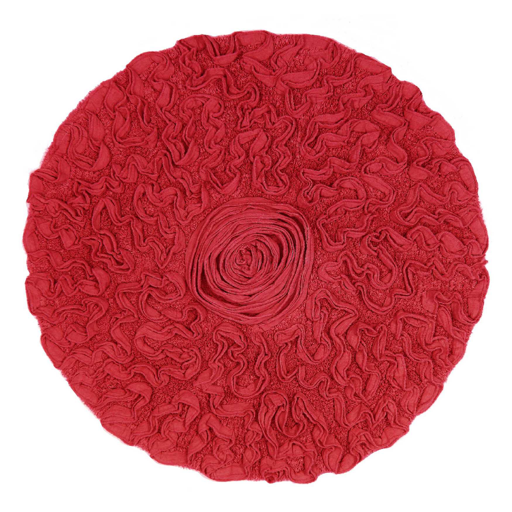 Bell Flower Round Bath Rug Collection, RED, hi-res image number 0