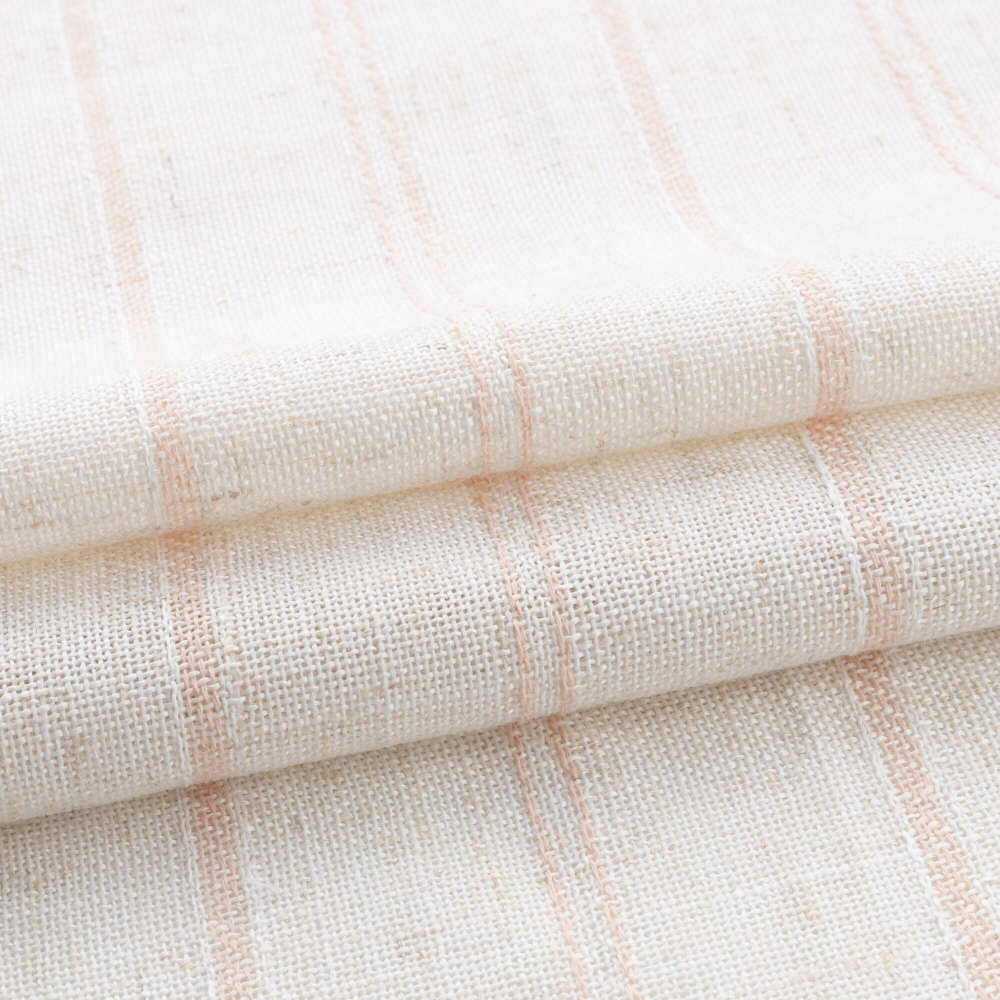 Linen Blend Woven Stripe Grommet Light Filtering Curtain Pair, PINK, alternate image number 2