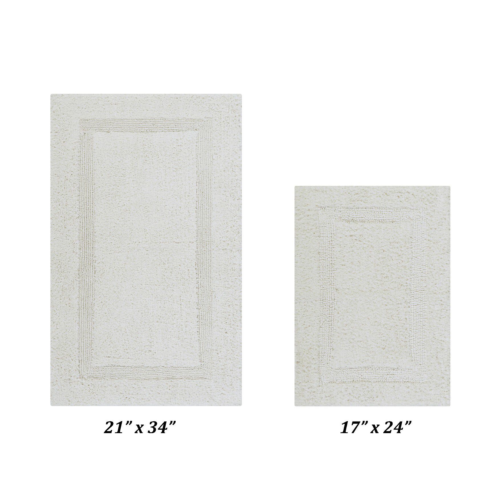 Lux Collectionis Bath Mat Rug 2 Piece Set (17 inches x 24 inches | 21 inches x 34 inches), IVORY, hi-res image number 0