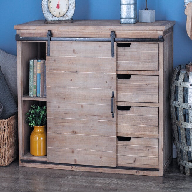 Brown Chinese fir Wood Rustic Cabinet, 32x44x19, , alternate image number 12