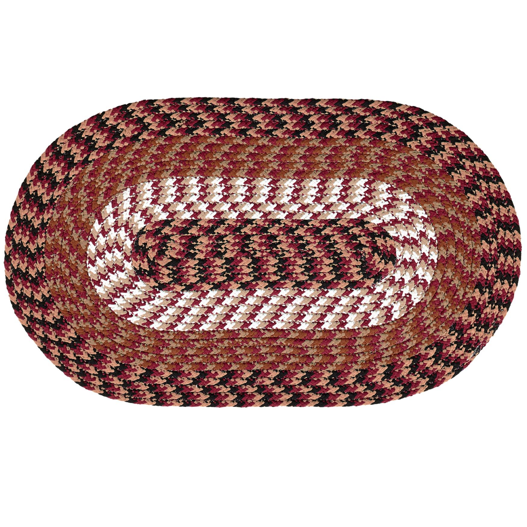 Alpine Braid Collection Reversible Indoor Area Rug in Vibrant Colors, 20 inches" x 30 inches" Oval , BURGUNDY STRIPE, hi-res image number 0