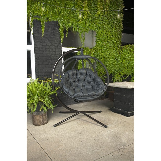 Hanging Ball Chair with Stand in Overland Black, , alternate image number null