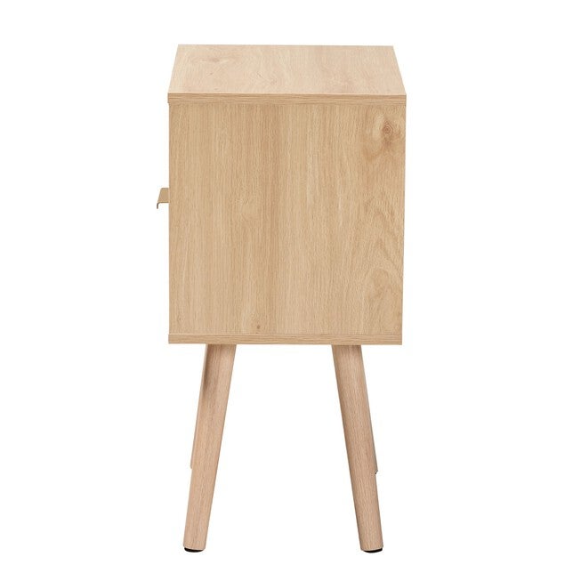 Emmett Mid-Century Modern Light Brown Finished Wood 1-Drawer End Table, , alternate image number 3