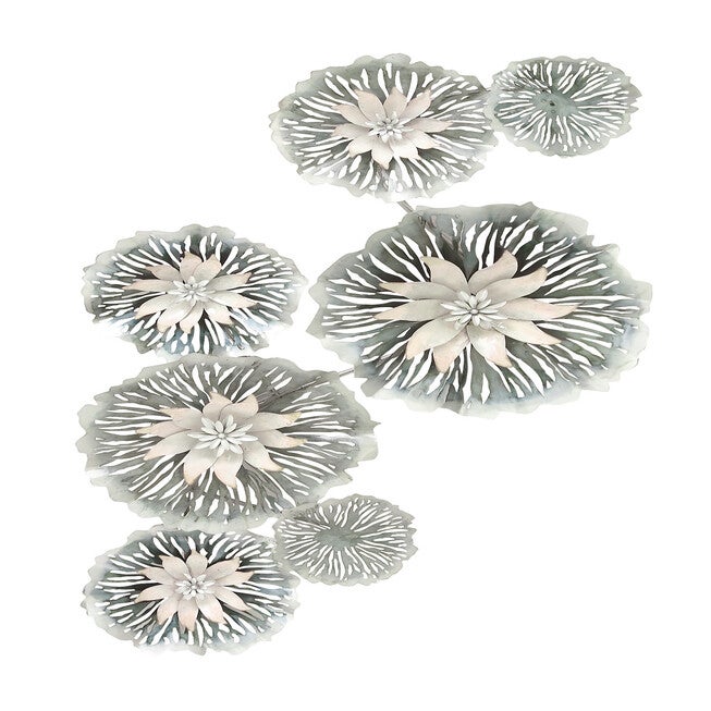 Grey Metal Eclectic Floral Wall Decor, GREY, hi-res image number 0