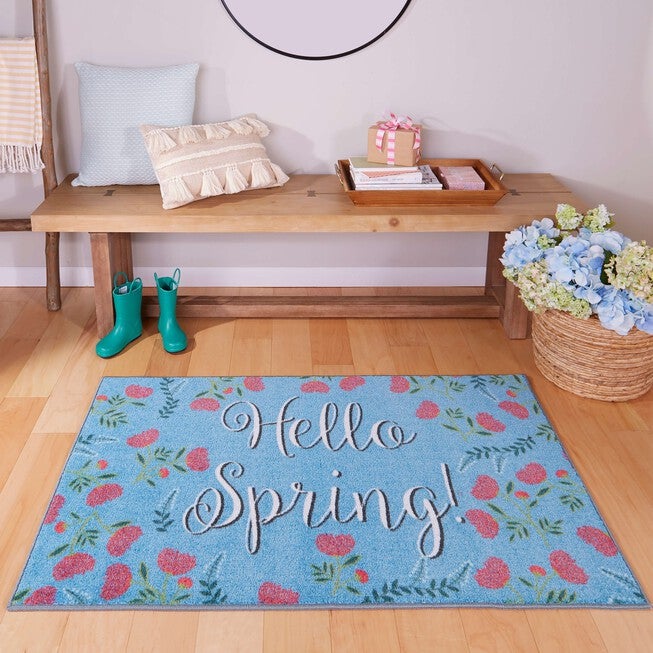 Hello Spring Blue Kitchen Rug, , alternate image number null
