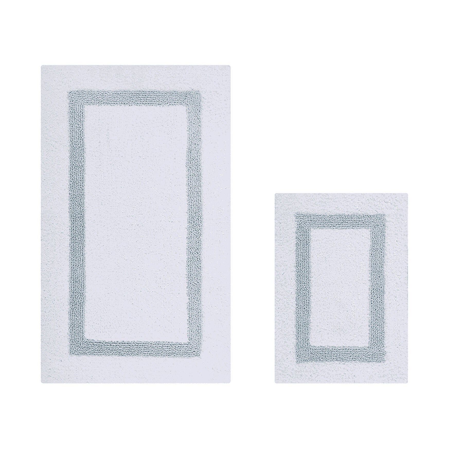 Hotel Collection 100% Cotton 2 Piece (17 inches X 24 inches | 24 inches X 40 inches) Bath Rug Set, WHITE BLUE, hi-res image number 0
