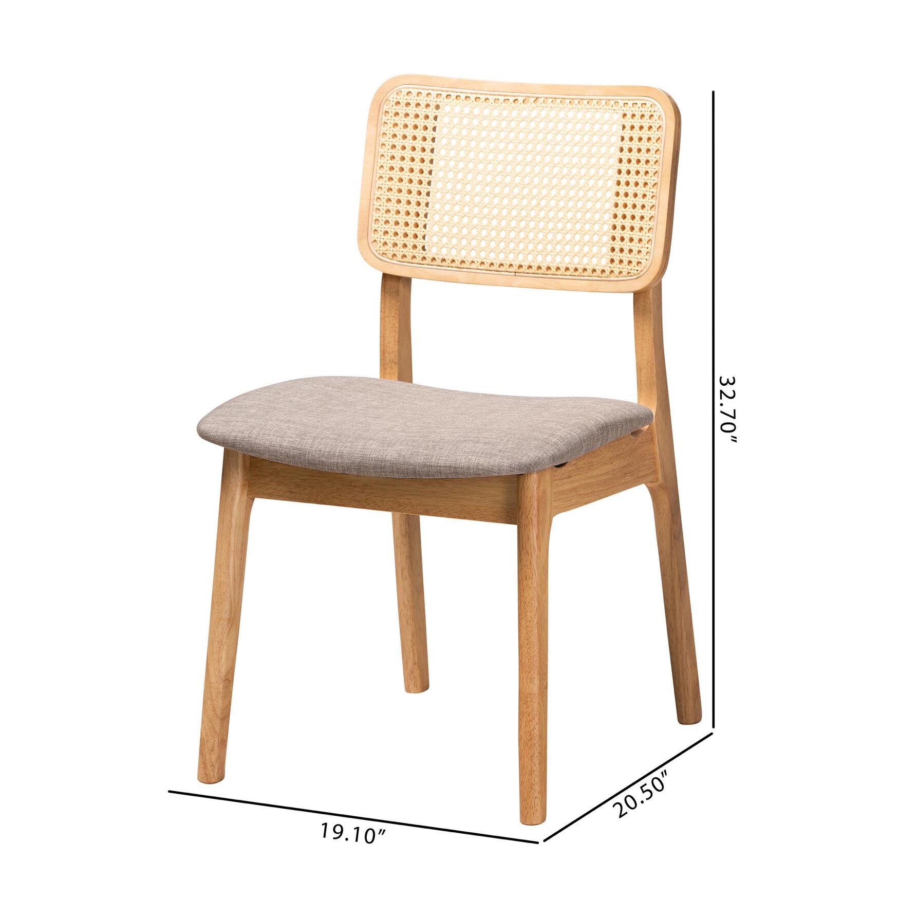 Dannon Mid-Century Modern Grey Fabric And Walnut Brown Finished Wood 2-Piece Dining Chair Set, , alternate image number 14