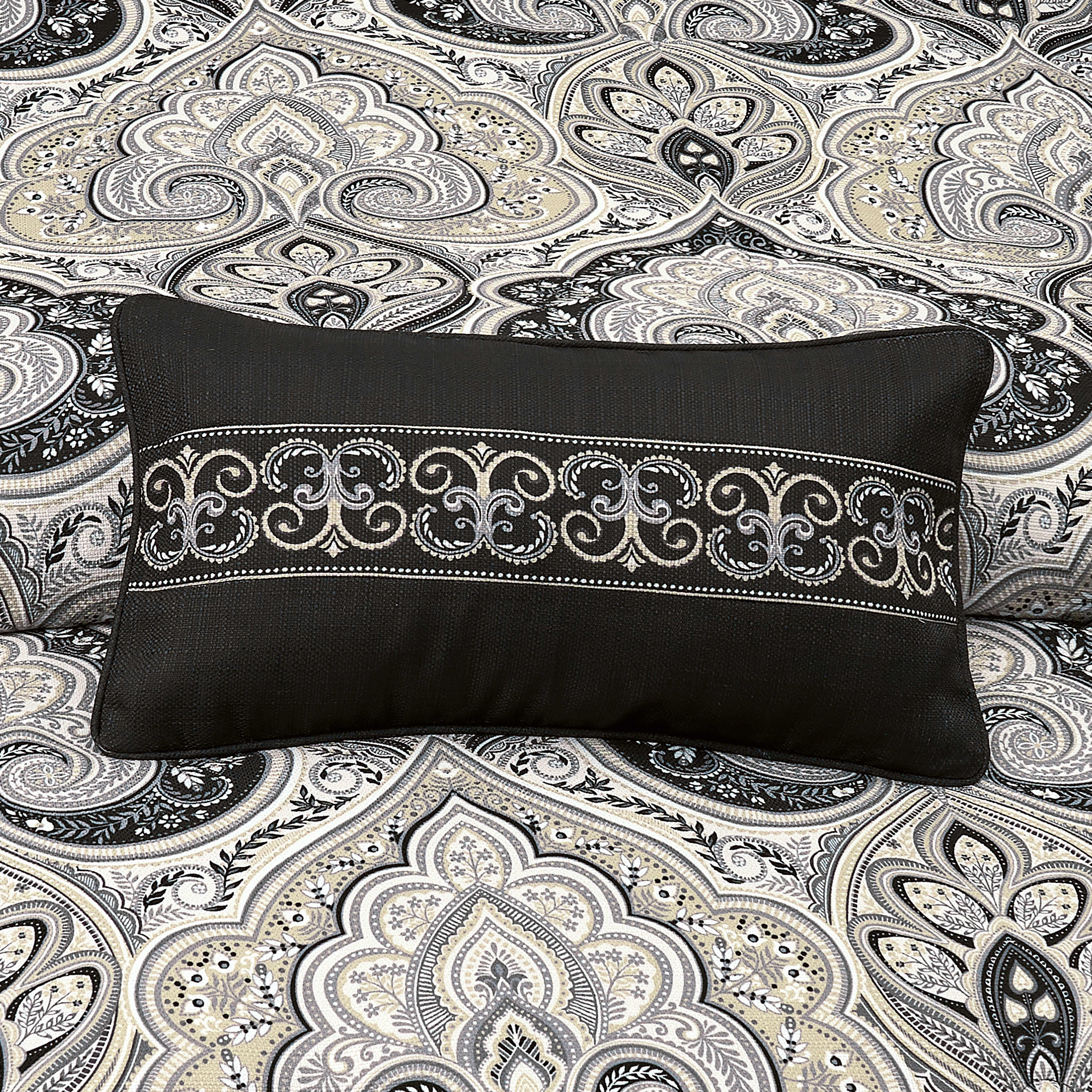 Messina Boudoir Decorative Throw Pillow, BLACK, alternate image number 1