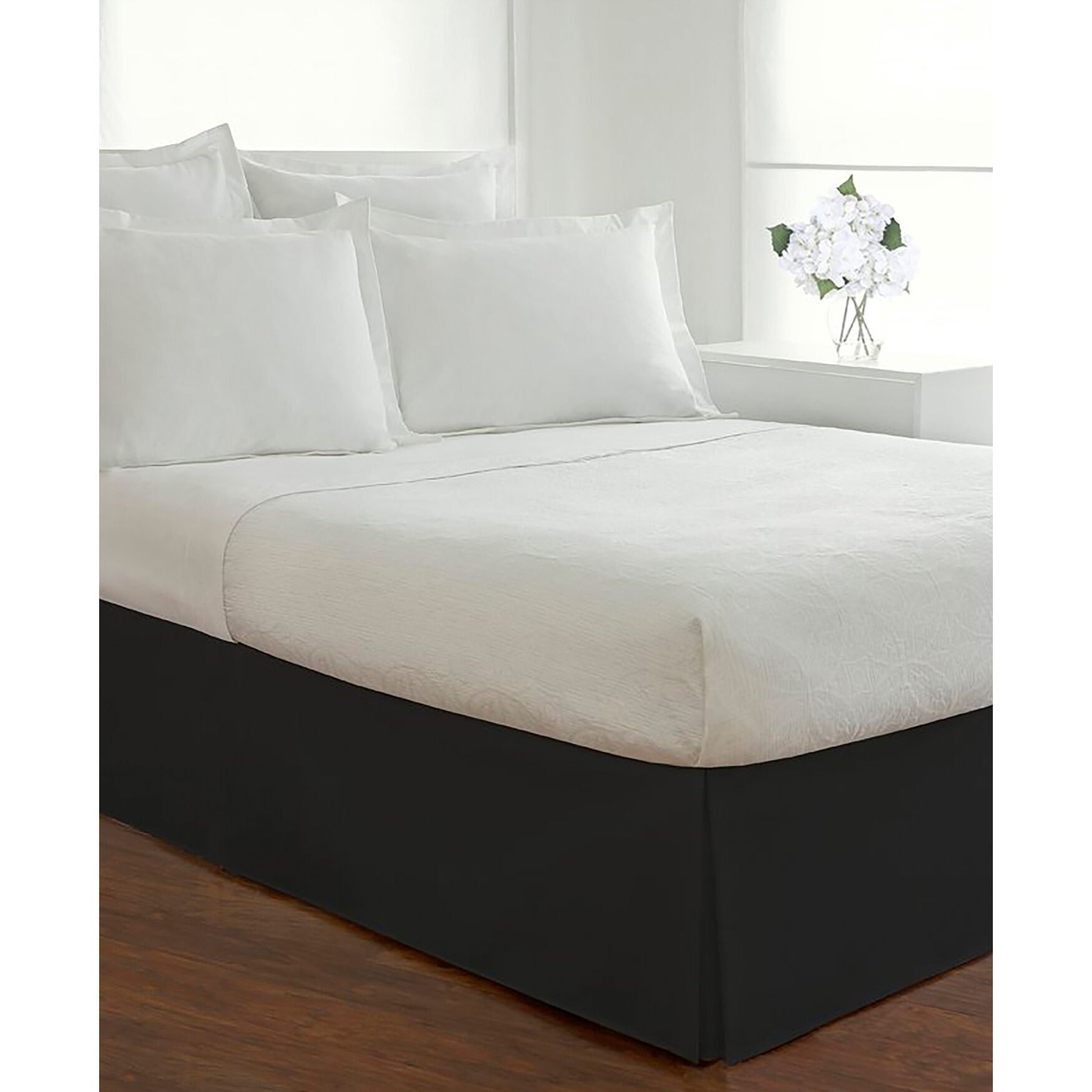 Today's Home Microfiber Tailored Black 14" Bed Skirt by Levinsohn Textiles in Black (Size KING)