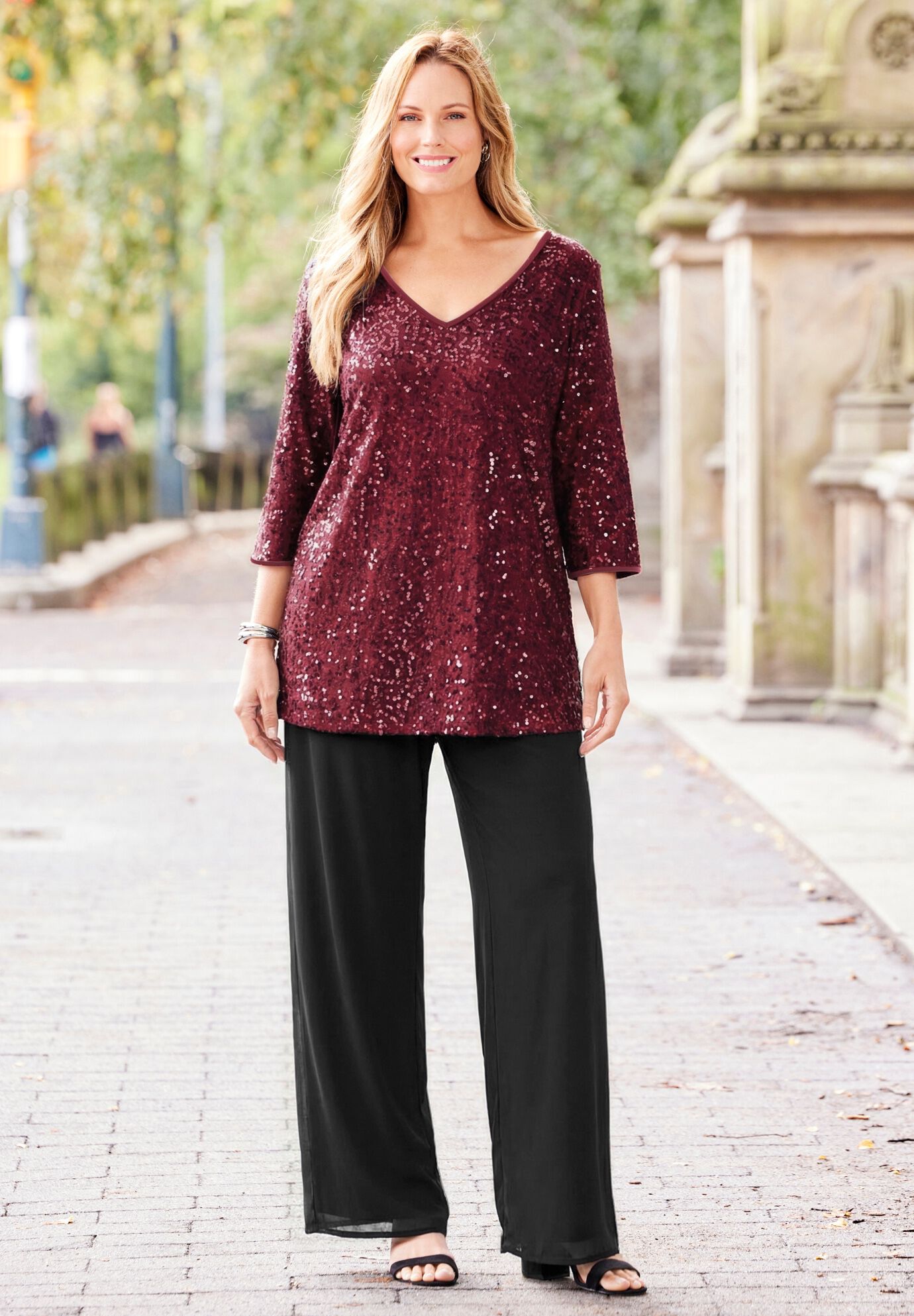 Allover Sequin Tunic, RICH BURGUNDY, on-hover image number 1
