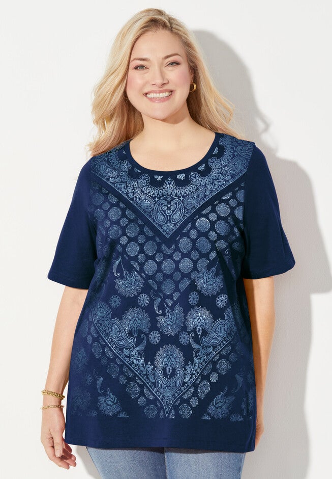 Saturday Scoopneck Tee, NAVY BANDANA PLACEMENT, hi-res image number null