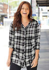 Effortless Pintuck Plaid Tunic, BLACK IVORY PLAID, hi-res image number null