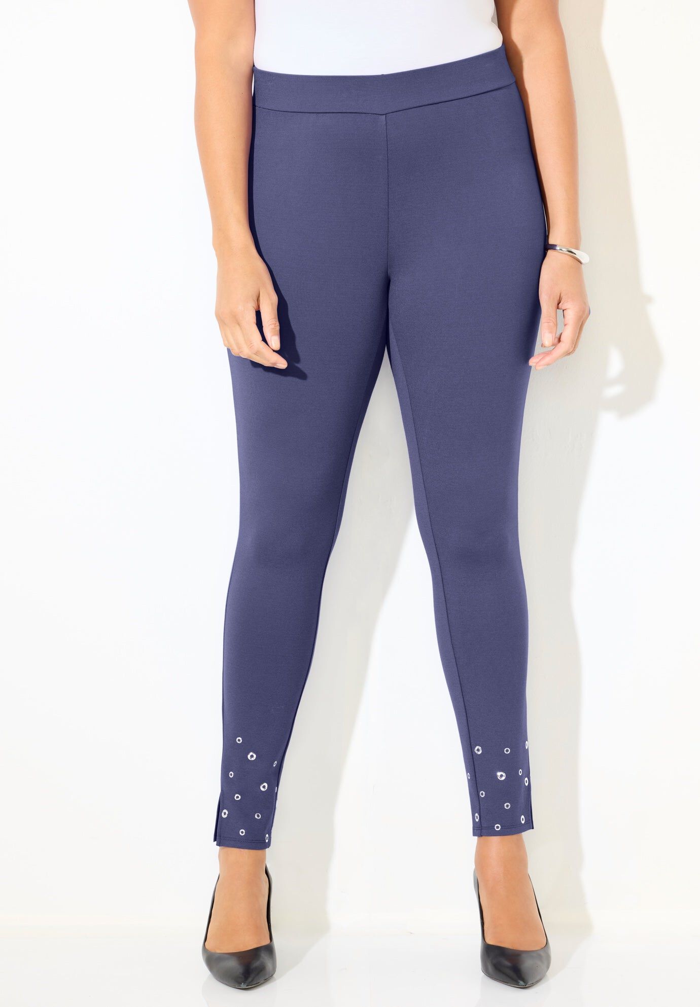 Black Label Grommet Ponte Pant, DEEP DUSK, hi-res image number 0