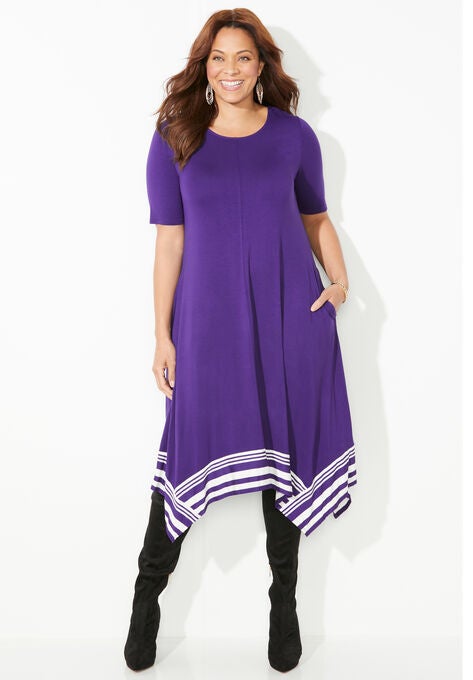 Stoneywood Stripe A-Line Dress (With Pockets), DEEP GRAPE STRIPE, hi-res image number null