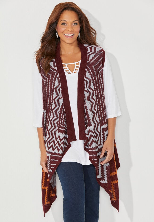 Fair Isle Cascade Sweater Vest, CHEVRON STRIPE, hi-res image number null