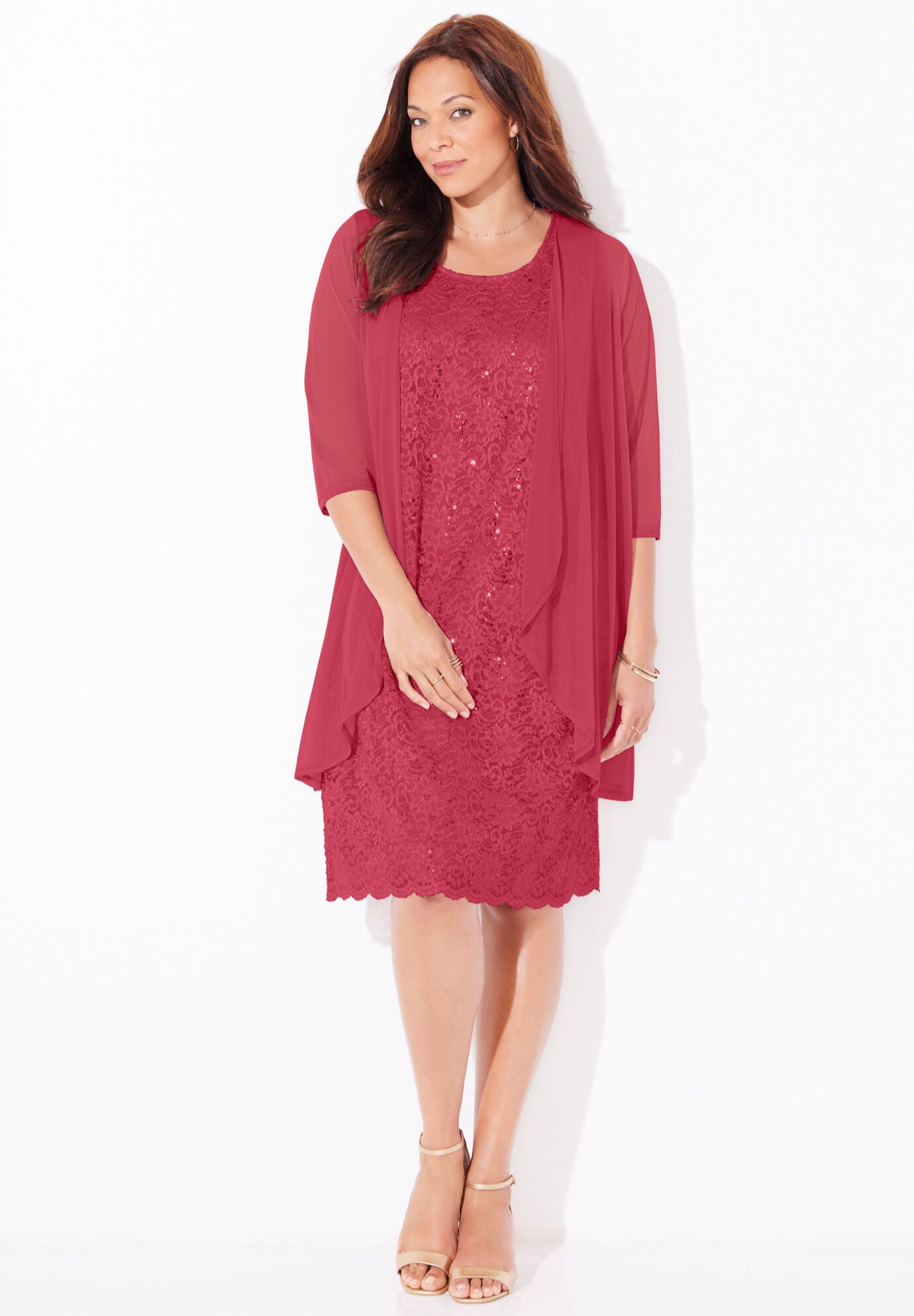 Sparkling Lace Jacket Dress OneStopPlus