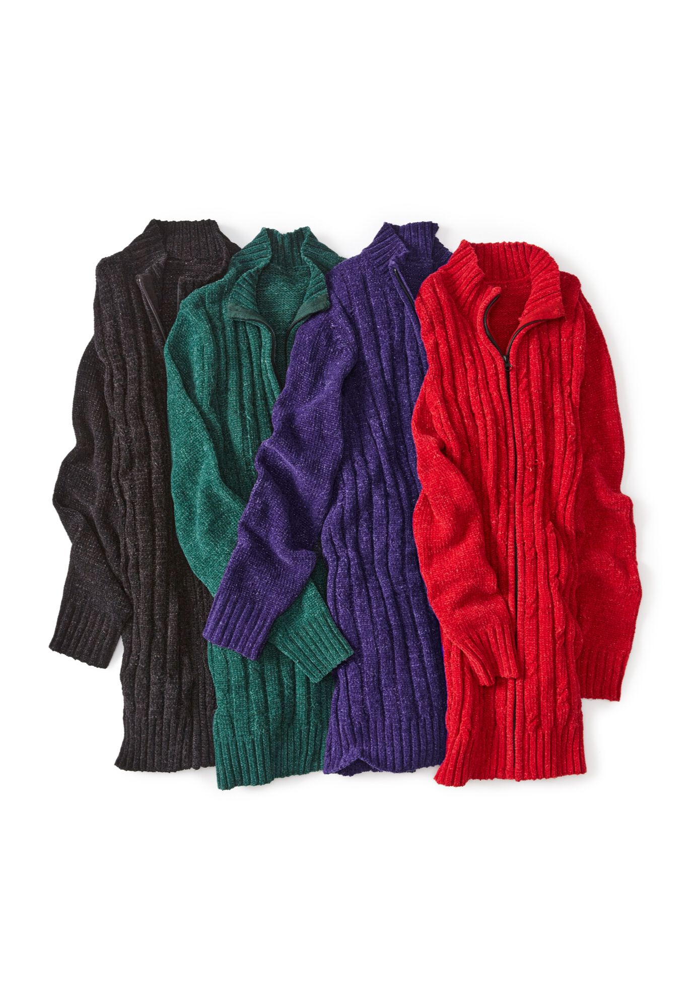 Cozy Chenille Zip Cardigan, , on-hover image number 1