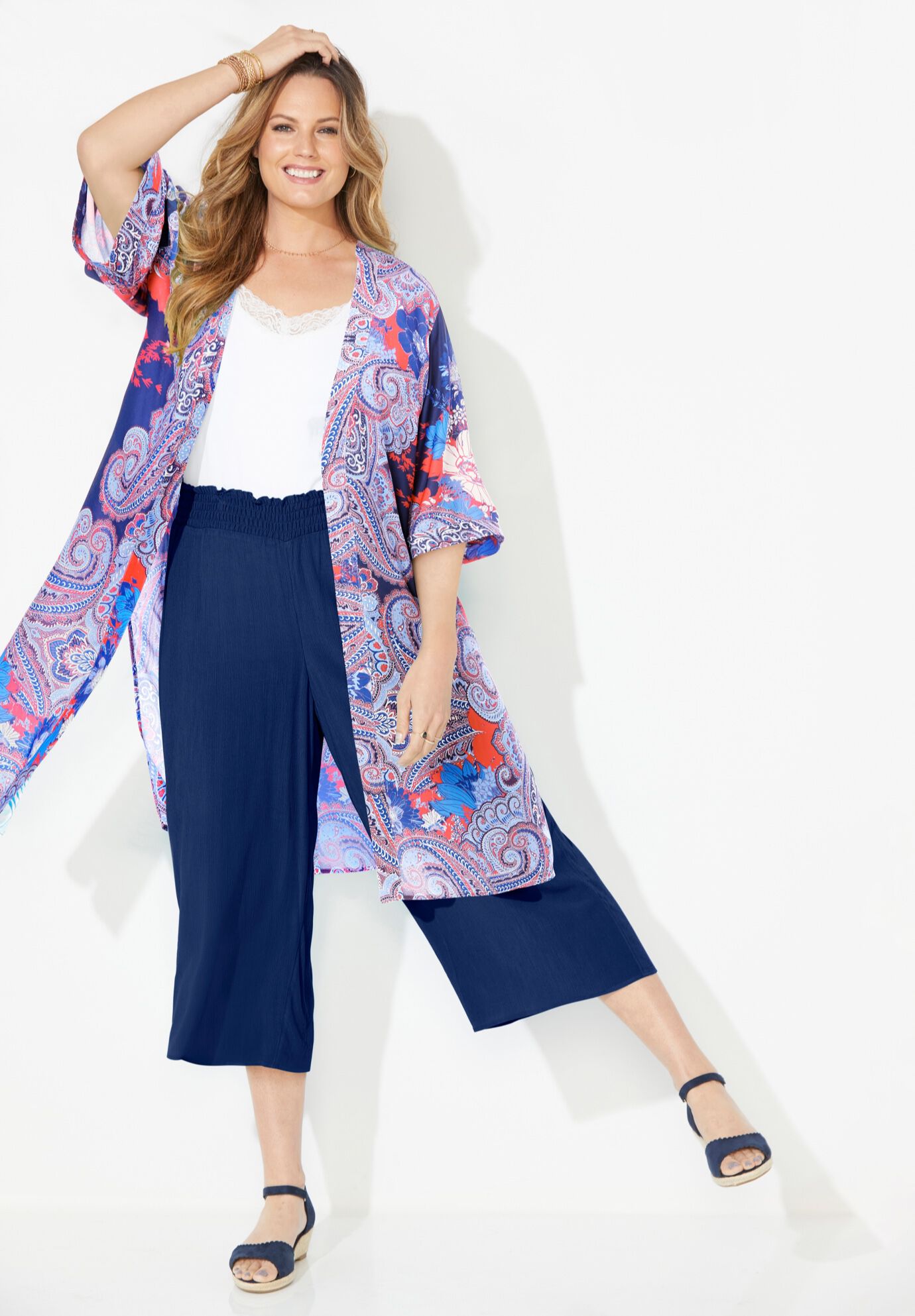 Luxe Georgette Long Kimono, , alternate image number 3