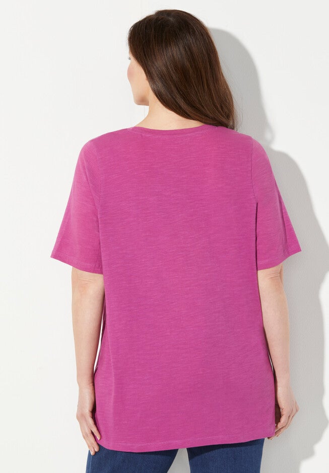 Slub Knit Graphic Scoopneck Tee, , on-hover image number null