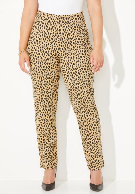 Liz&Me™ Slim Leg Ponte Knit Pant, SOFT CAMEL ANIMAL, hi-res image number null