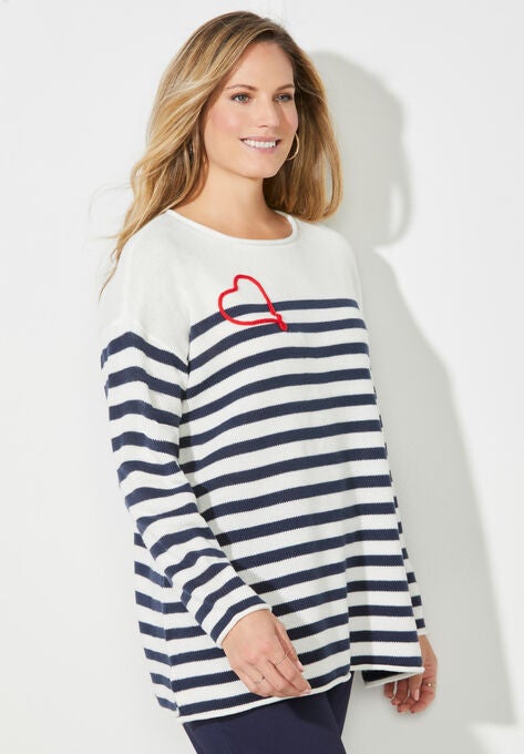 Liz&Me™ Heart & Soul Stripe Sweater, , alternate image number null