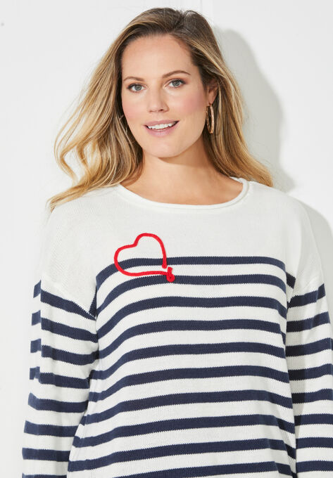 Liz&Me™ Heart & Soul Stripe Sweater, , alternate image number null